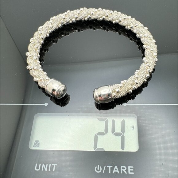 Tiffany & Co Elsa Peretti 925 Sterling Silver Mesh Twist Bangle Bracelet 24 Gram - Picture 6 of 9